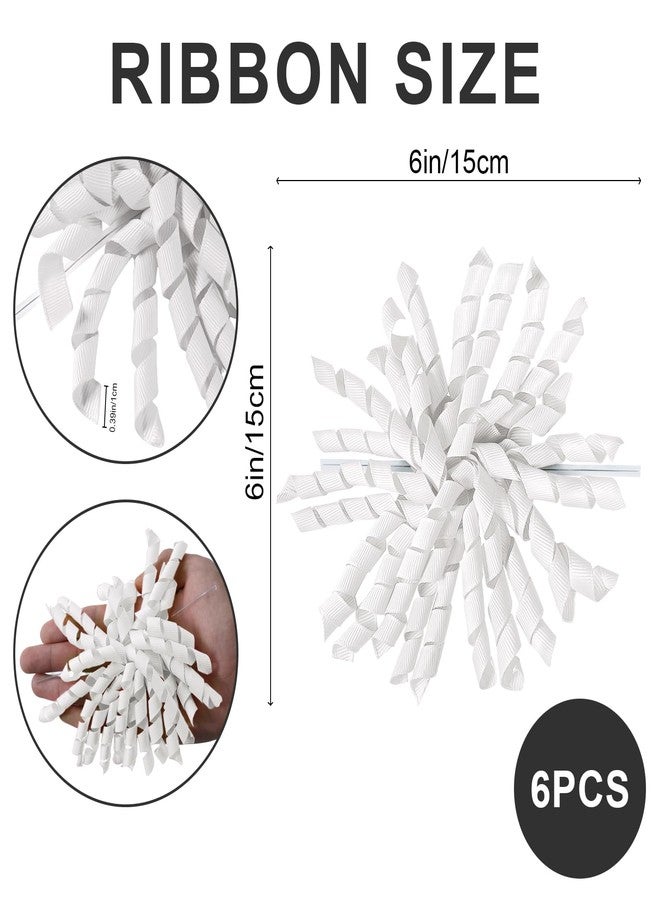 FAKILO White Bows for Gift Wrapping, Curly Ribbon Bows for Presents, Birthday, Wedding, Wrap Accessories, Party Favor - 6 Counts - Image 2